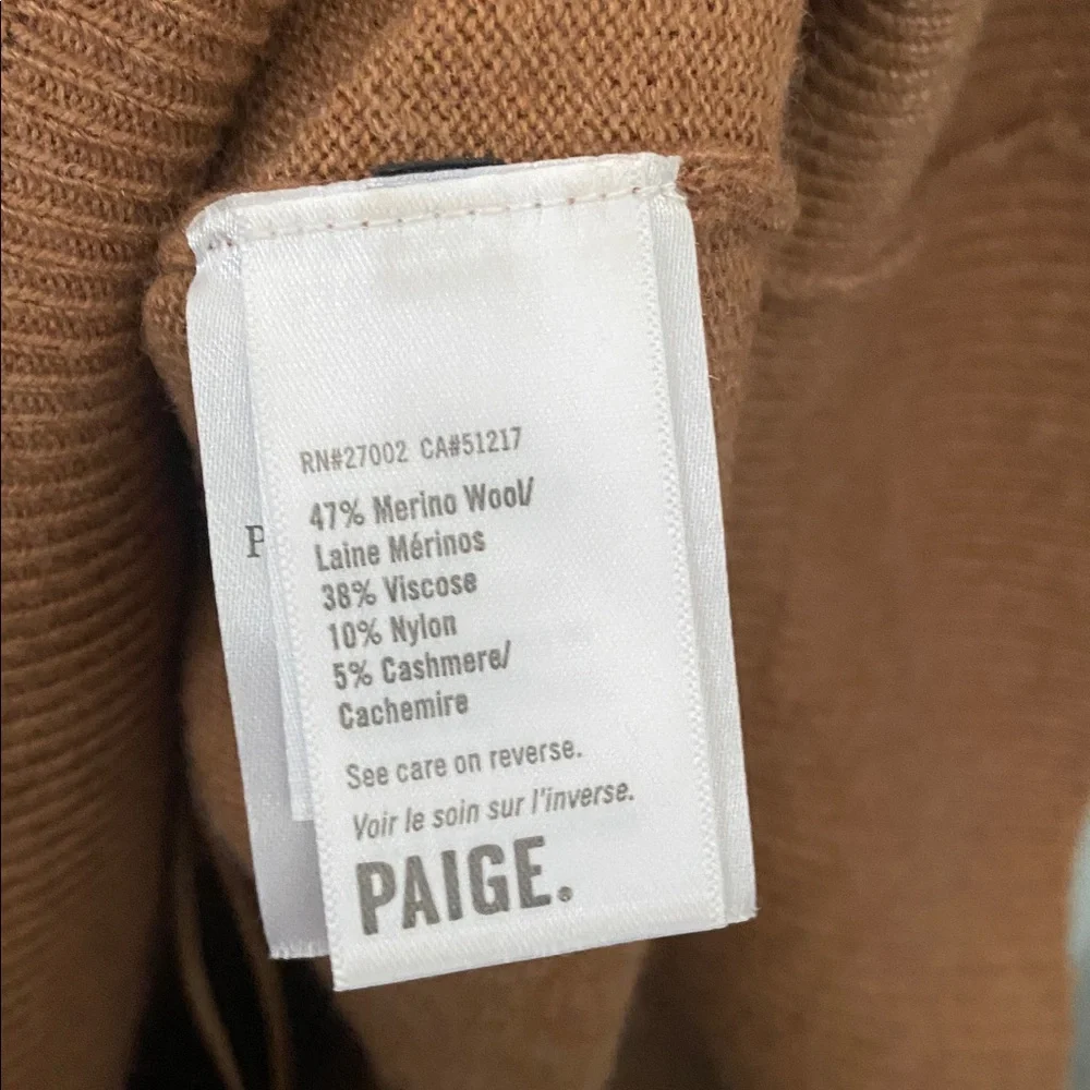 PAIGE Sabelina Merino Wool and Cashmere Blend Peplum Sweater in Dark Caramel - Picture 5 of 6